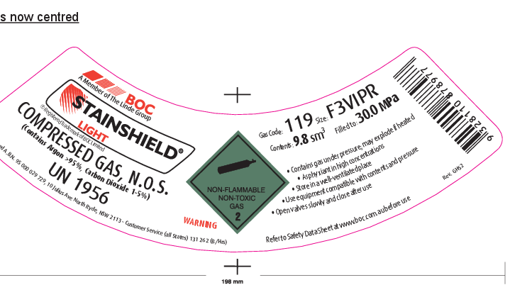 119F3VIPR BOC STAINSHIELD LIGHT 2.5% CO2 IN AR F3 VIPR