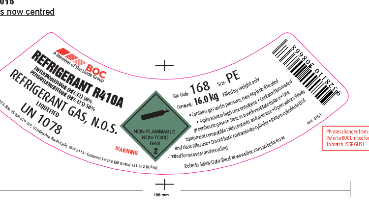 168PE BOC REFRIGERANT HFC R410A PE 16KG -AU11678