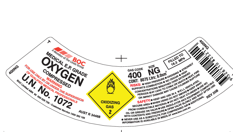 400NG BOC OXYGEN MEDICAL G SIZE RPV