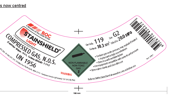119G2 BOC STAINSHIELD LIGHT 2.5% CO2 IN AR G2 SIZE
