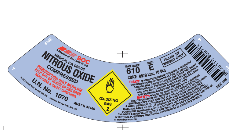 610E BOC Medical Nitrous Oxide (N2O) E SIZE