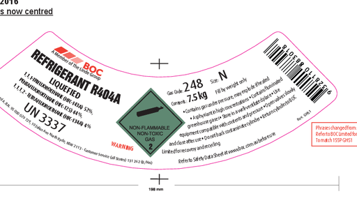 [248N] 248N BOC REFRIGERANT HFC R404A N 7.5KG -AU1167